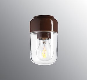 Ohm 100/170 - Clear glass, Brown - Wall lamp by Ifö Electric