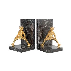 Castle Belle marble bookend with brass jester - Accessories by Il Bronzetto