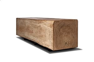 Backless garden bench Suar - Side table by Il Giardino di Legno