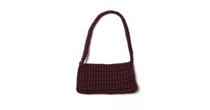 Hand crocheted shoulder bag - 3mm - "Baguette bag" - Blackberry - Accessories by Ilektras Croshade