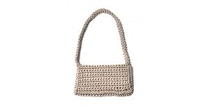 Hand crocheted shoulder bag - 3mm - "Baguette bag" - Sand - Accessories by Ilektras Croshade
