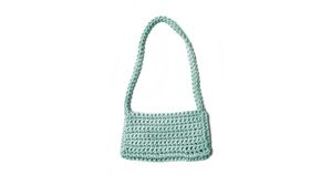 Hand crocheted shoulder bag - 3mm - "Baguette bag" - Turquoise - Accessories by Ilektras Croshade