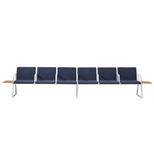 Lin Tapiz LIN0760 + LIN1220 + LIN1210 + LIN1230 + LIN1810 6 seater bench with fully upholstered mono-shells seats, intermediate leg and tables - Bench by INCLASS