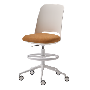 Orus Swivel stool with 5 spoke base on casters + gas lift + footrest - Stool by INCLASS