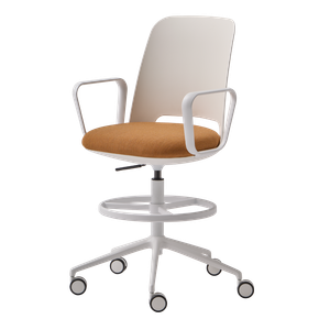 Orus Swivel stool with arms and 5 spoke base on casters + gas lift + footrest - Stool by INCLASS