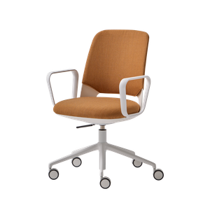 Orus ORU0120 + ORU0000TA Swivel armchair with upholstered cover backrest and 5 spoke base on casters + gas lift + tilt mechanism - Armchair by INCLASS