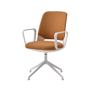 Orus ORU0130 + ORU0000TA Swivel armchair with upholstered cover backrest and 4 spoke base on fix glides - Armchair by INCLASS