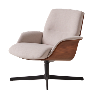 Rever Swivel lounge armchair with medium back and outer shell in walnut veneer - Armchair by INCLASS