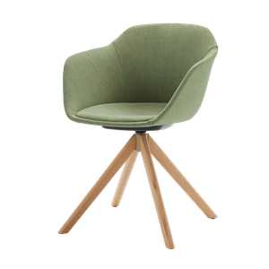 Taia Armchair with 4 spoke wooden swivel base (plain upholstered seat shell) - Armchair by INCLASS