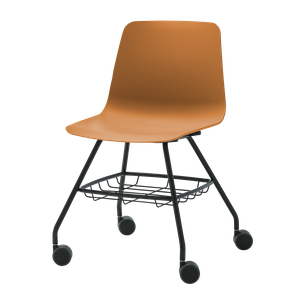 Varya Chair with 4 leg frame on casters + basket - Chair by INCLASS