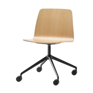 Varya Wood Chair with 4 spoke aluminum swivel base with casters - Chair by INCLASS