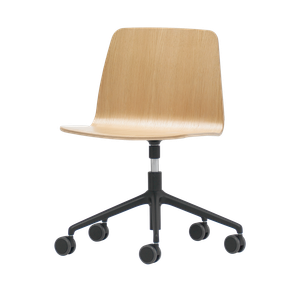 Varya Wood Chair with 5 spoke aluminum swivel base with casters + gas lift - Chair by INCLASS
