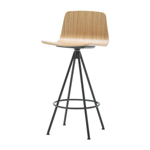 Varya Wood Medium stool with 4 spoke steel swivel base - Stool by INCLASS