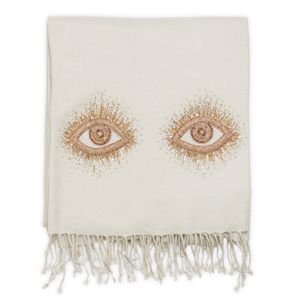 Muse Eyes Embellished Throw in White - Accessories by Jonathan Adler