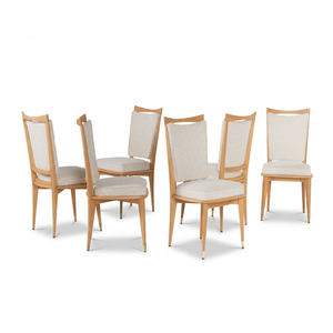 Set de 6 Sillas de Comedor Italianas Mid-Century en Madera de Haya y Bouclé - Chair by Jover+Valls