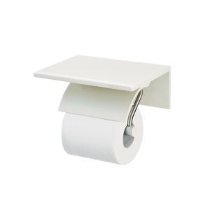 Bathroom Accessories - Single Toilet Tissue Holder W/Shelf (Free Direction)(Aluminum W/Ivory Coating) - Toilet by JUSTIME