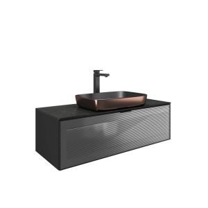 Ombra Washbasin Cabinet 120 Cm Matte Black Platinum Bowl With Washbasin - Washbasin by Kale