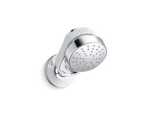 Bandeau Air-Induction Showerhead with Arm, White Carrara band - Shower by Kallista