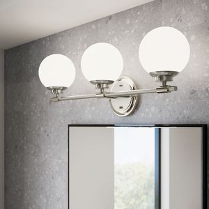 Benno Vanity Light 3-Light Opal Glass Size:24.5" W x 8.75" H x 6.5" D Model:55172BKCPZ - Wall lamp by Kichler