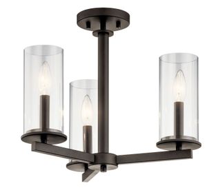 Crosby Chandelier Convertible 3-Light Clear Glass Size:13.75" H x 18" DIA Model:43997NI - Ceiling lamp by Kichler