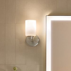 Gioe Wall Sconce 1-Light Opal Glass Glass Cylinder Shade Size:5" W x 9.5" H x 5.75" D Model:55224NI - Wall lamp by Kichler