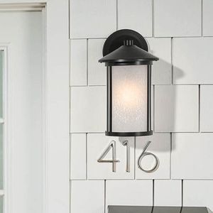 Lombard Outdoor Wall Light 1-Light Satin Etched Seeded Glass Size:5.5" W x 10.5" H x 6" D Model:59098BA - Wall lamp by Kichler