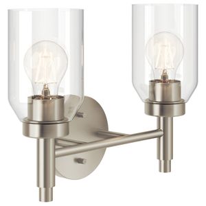 Madden Vanity Light 2-Light Clear Glass Size:14.25" W x 10.5" H x 5.25" D Model:55184BK - Wall lamp by Kichler