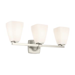 Marant Vanity Light 3-Light Opal Glass Glass Tapered Shade Size:23.75" W x 9.5" H x 6.75" D Model:55216CH - Wall lamp by Kichler