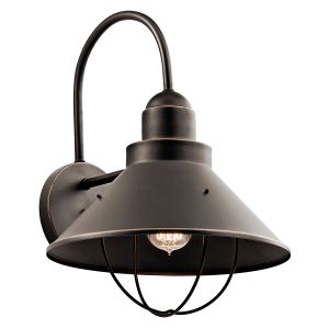 Seaside Outdoor Wall Light 1-Light Metal Cone Shade Size:12" W x 16.75" H x 13.5" D Model:9142OZ - Wall lamp by Kichler