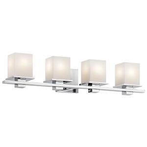 Tully Vanity Light 4-Light Satin Etched Cased Opal Glass Size:32" W x 6.5" H x 6.75" D Model:45152CH - Wall lamp by Kichler