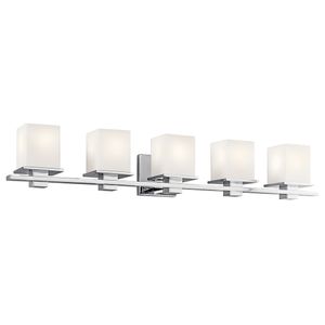 Tully Vanity Light 5-Light Satin Etched Cased Opal Glass Size:40.25" W x 6.5" H x 6.75" D Model:45193BK - Wall lamp by Kichler
