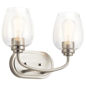 Valserrano Vanity Light 2-Light Clear Seeded Glass Size:14.5" W x 10.25" H x 6.75" D Model:45128BKCS - Wall lamp by Kichler