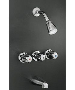 Trend 3-Handle Bath and Shower Faucet with Sculptured Acrylic Handles, Direct Sweat Inlets, Slip-Fit Spout | K-11618-PD - Bathtub by Kohler