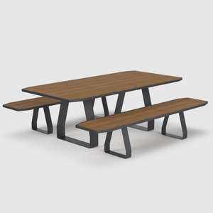 Stirrup 6 Person Outdoor Setting - Bench by Koskela