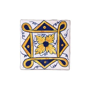 Ceramic - Hand made tiles - set of 3 pcs - old cotto- decorated PT/24 - Wall tile-stone-brick by L'Antica Deruta