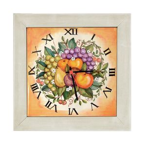 Ceramic wall clocks with wood frame - decor Frutta - Accessories by L'Antica Deruta