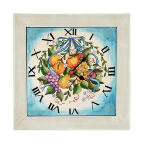 Ceramic wall clocks with wood frame - decor Frutta - Accessories by L'Antica Deruta