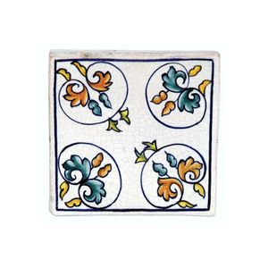 Ceramic-Hand made tiles - set of 3 pcs - old cotto- decorated - PT/11 - Wall tile-stone-brick by L'Antica Deruta