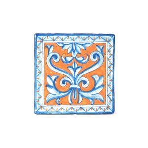 Ceramic-hand made tiles - set of 3 pcs - old cotto - decorated PT/24 - Wall tile-stone-brick by L'Antica Deruta