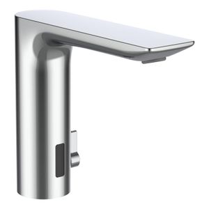 CITYTRONIC - Electronic basin mixer with IR sensors, projection 135 mm, fixed spout, with battery 6V, without Bluetooth adapter, PVD inox look - Shower by Laufen