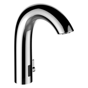 CURVETRONIC - Electronic basin mixer with IR sensors, projection 135 mm, fixed spout, with mains adapter, 100-240V, 50Hz/6V, DC, with Bluetooth adapter, PVD rosegold brushed - Shower by Laufen