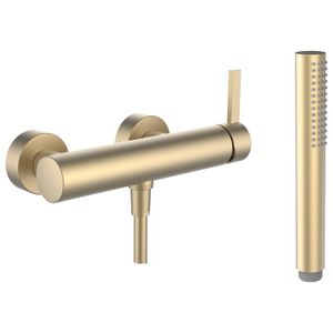 Kartell LAUFEN - Shower mixer, fittings distance 134-166 mm, with fittings, with synthetic flexible hose 1800 mm, with handspray TwinStick, PVD gold - Shower by Laufen