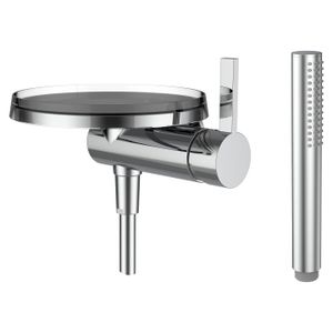 Kartell LAUFEN - Shower mixer for Simibox 1-Point, with synthetic flexible hose 1800 mm, with handspray TwinStick, with disc bowl transparent crystal (bowl available in 7 further colours) - Shower panel by Laufen