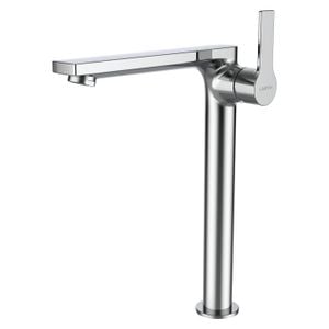 SWISSTAP - Column basin mixer with side lever, projection 180 mm, fixed spout, Eco+ function, without pop-up waste, PVD titanium black matt - Shower by Laufen