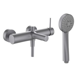 TWINPLUS SLIM - Bath mixer, fittings distance 134-166 mm, projection 179 mm, with fittings, with synthetic flexible hose 1600 mm, with handspray Stella 80 3F - Tap by Laufen