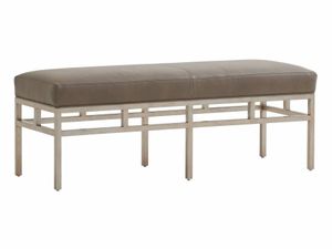 Lucca Leather Metal Bench - Bench by Lexington