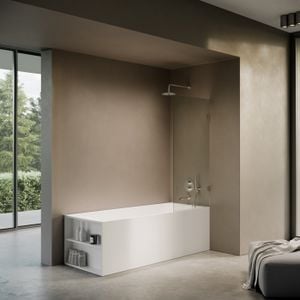 Cabina Brushed Stainless Frameless Hinged Bath Shower Screen 800mm - Screens by LUSSO