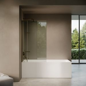 Doccia Aged Bronze Frameless Folding Bath Shower Screen 900mm - Screens by LUSSO
