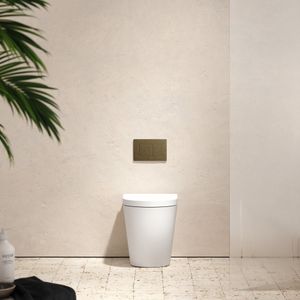 Senza Back To Wall Rimless Toilet with Concealed Cistern and Aged Bronze Flush Plate - Toilet seat by LUSSO
