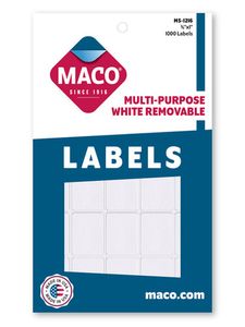 3/4" x 1" Rectangle Multi-Purpose White Removable Labels, 1000/Bx | Maco - Accessories by MA.CO. Sofa & Bed
